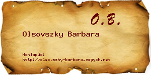 Olsovszky Barbara névjegykártya